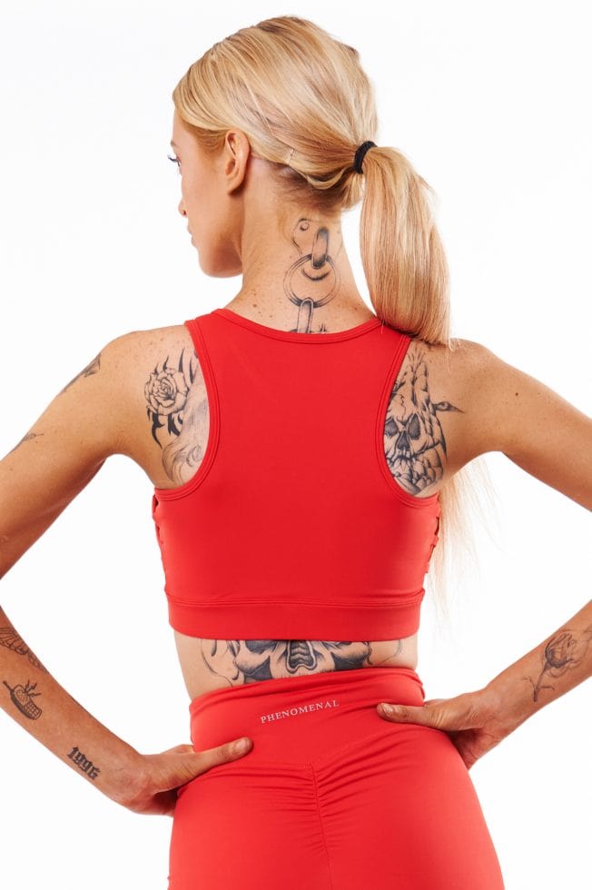 Gym Wear Sale - Mesh Sports Crop - Red